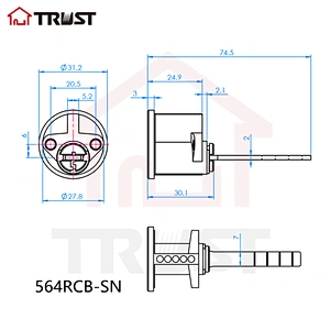 华信564RCA-SB锁头外装门锁全铜锁芯双保险锁头
